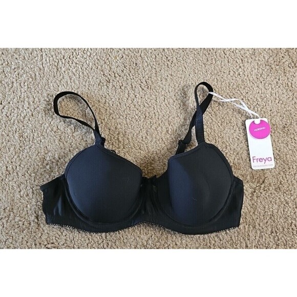 Freya BLACK Pure Underwire Spacer Molded Lace Nursing Bra 30D NEW $70 - Picture 1 of 6